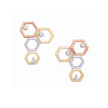Load image into Gallery viewer, HoneyComb 3 Tone Earrings