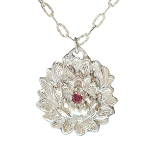 Lotus Silver & Tourmaline Necklace