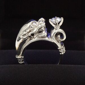 Ayu Pearl Dragon head Ring by Creative Jewellery Studio