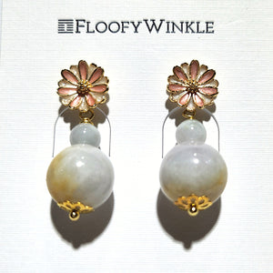Flower Stud Jadeite Earrings