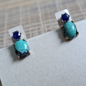 Juan Blue Sapphire, detachable Turquoise earrings by Creative Jewellery Studio