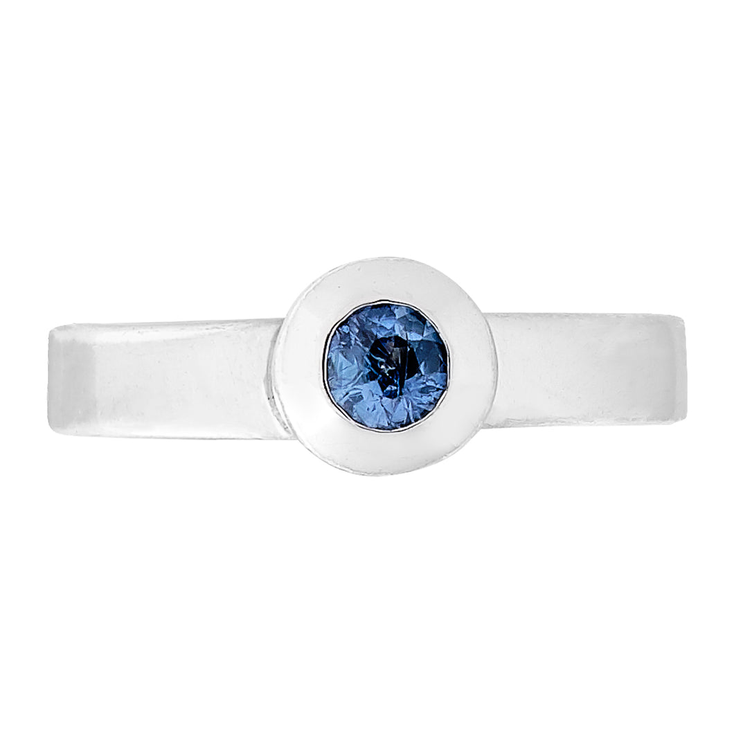 Button Sapphire Ring - light blue
