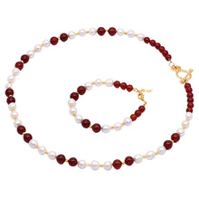Load image into Gallery viewer, Red Agate w Pearls Set