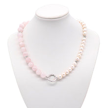 Load image into Gallery viewer, Divided- Pearl and rose quartz necklace