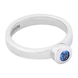 Button Sapphire Ring - light blue