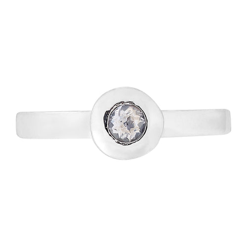 Button Sapphire Ring - white