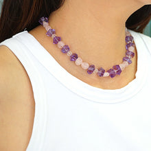 Load image into Gallery viewer, Rose &amp; Amethyst Necklace-Earring Set