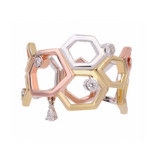 Load image into Gallery viewer, Honeycomb 3-Tone Ring